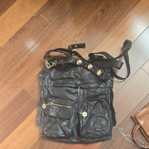 Cynthia Rowley Large Black Leather Shoulder Bag